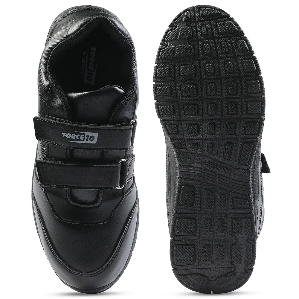 Force 10 Black Non Lacing Uniform School Shoes For Kids GOLA-SCHV By Liberty