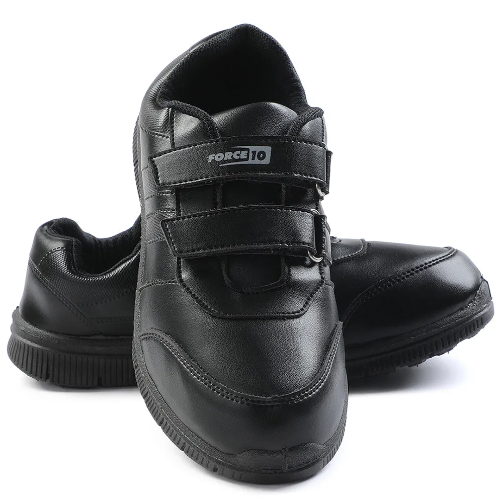 Force 10 Black Non Lacing Uniform School Shoes For Kids GOLA-SCHV By Liberty