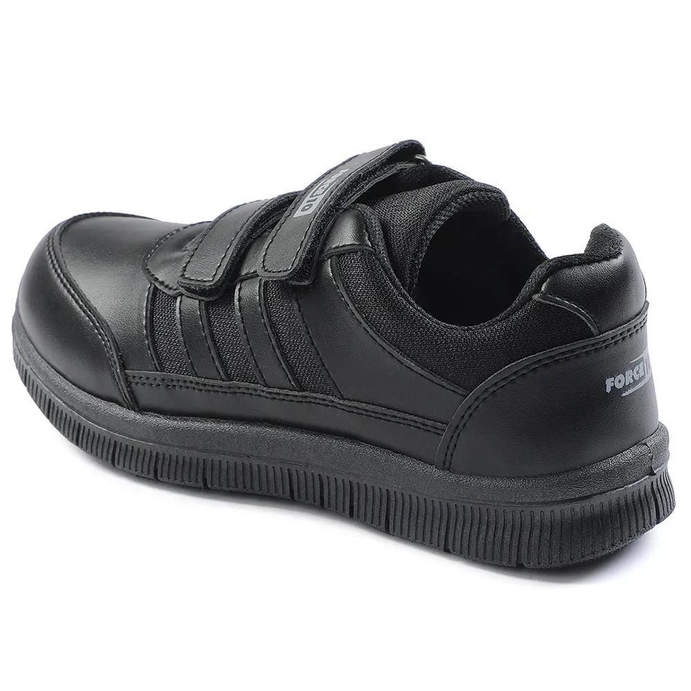 Force 10 Black Uniform Velcro School Shoe For Kids GOLA-03 By Liberty