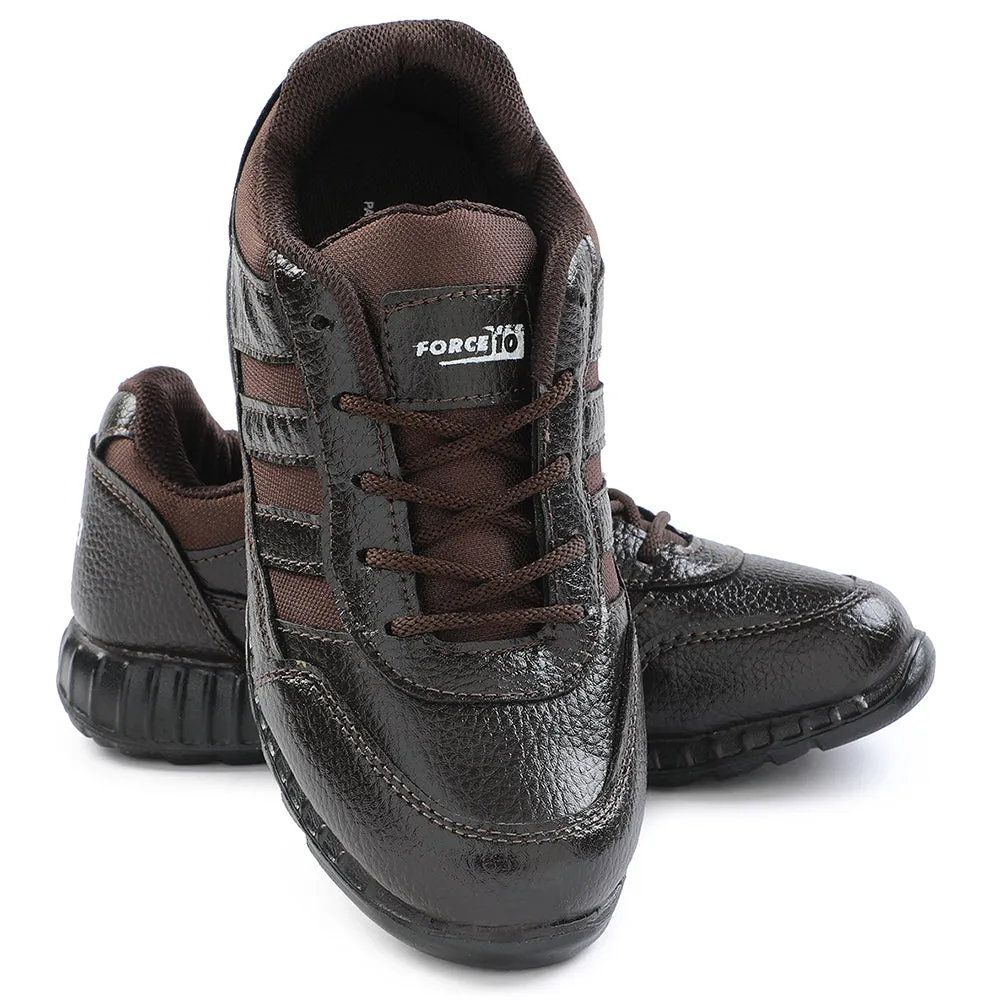 Force 10 Brown Lacing Uniform School Shoes For Kids ELECTRA By Liberty
