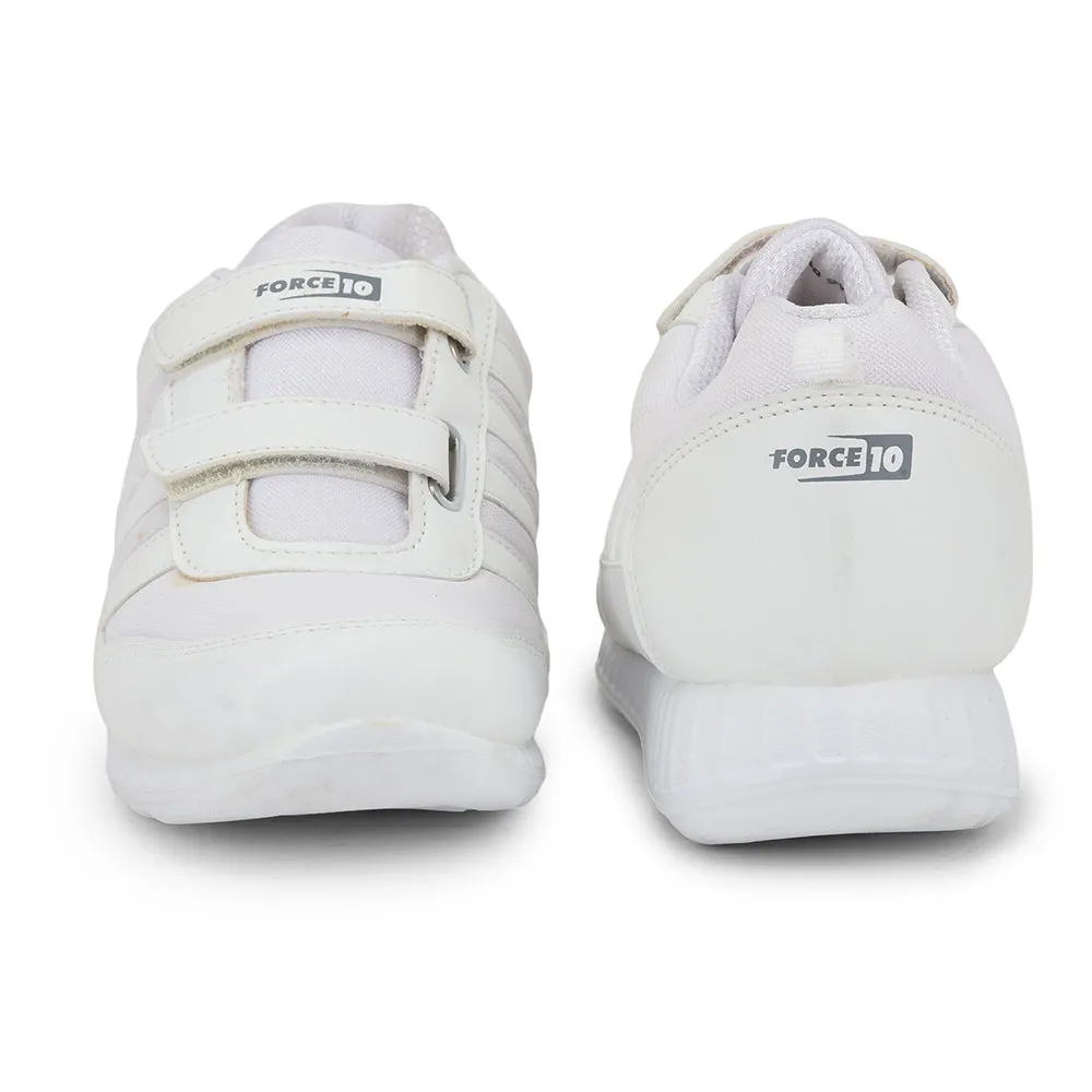 Force 10 White Non Lacing Uniform School Shoes For Kids 9906-90SV By Liberty