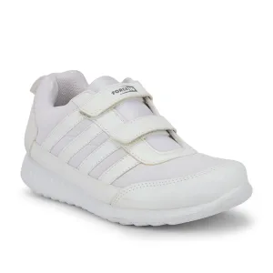 Force 10 White Non Lacing Uniform School Shoes For Kids 9906-90SV By Liberty