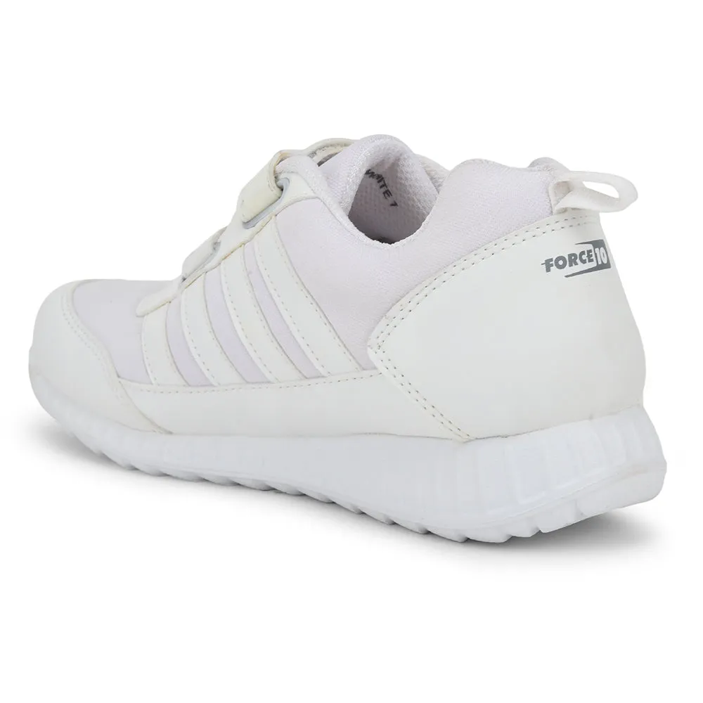 Force 10 White Non Lacing Uniform School Shoes For Kids 9906-90SV By Liberty