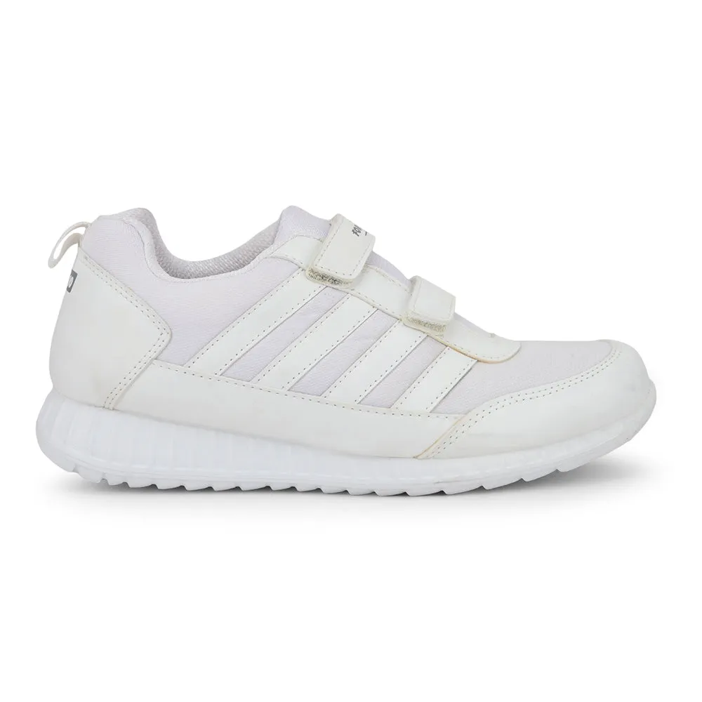 Force 10 White Non Lacing Uniform School Shoes For Kids 9906-90SV By Liberty