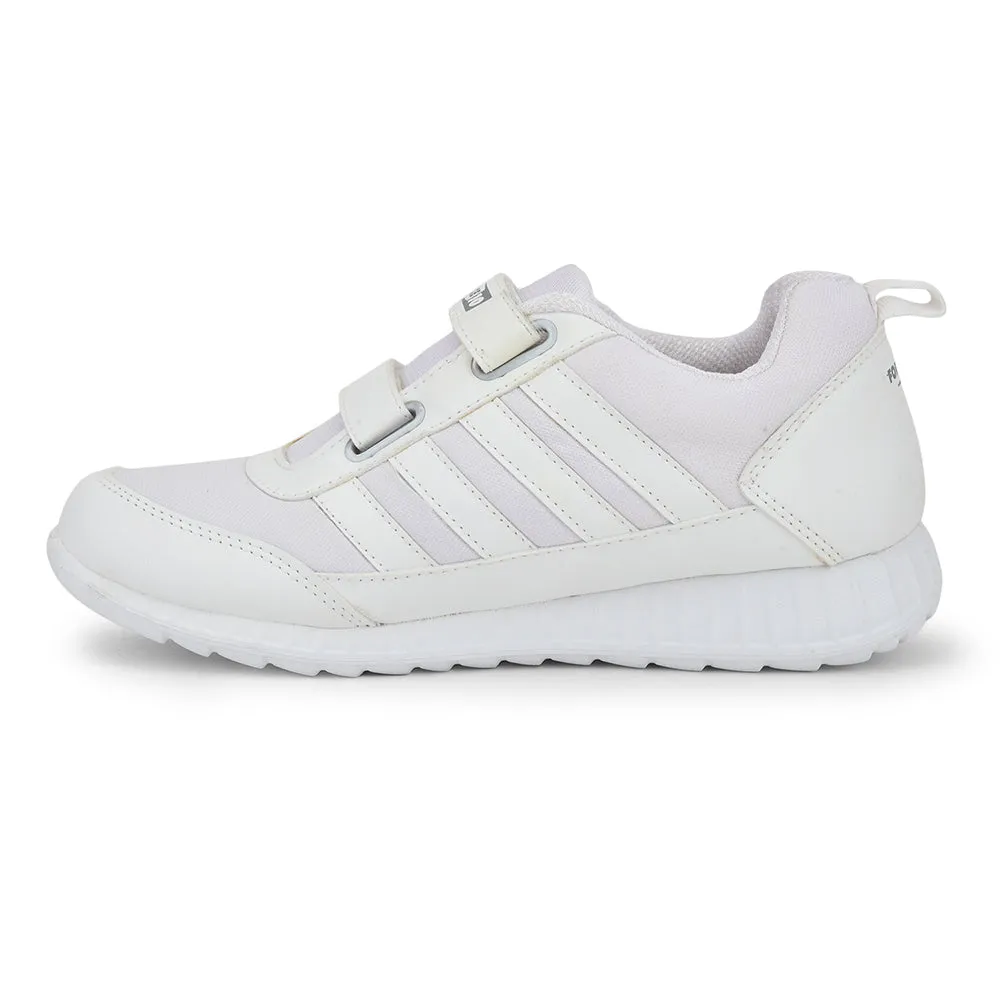 Force 10 White Non Lacing Uniform School Shoes For Kids 9906-90SV By Liberty