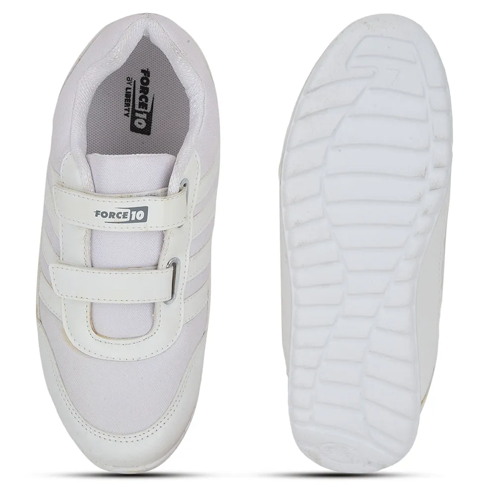 Force 10 White Non Lacing Uniform School Shoes For Kids 9906-90SV By Liberty