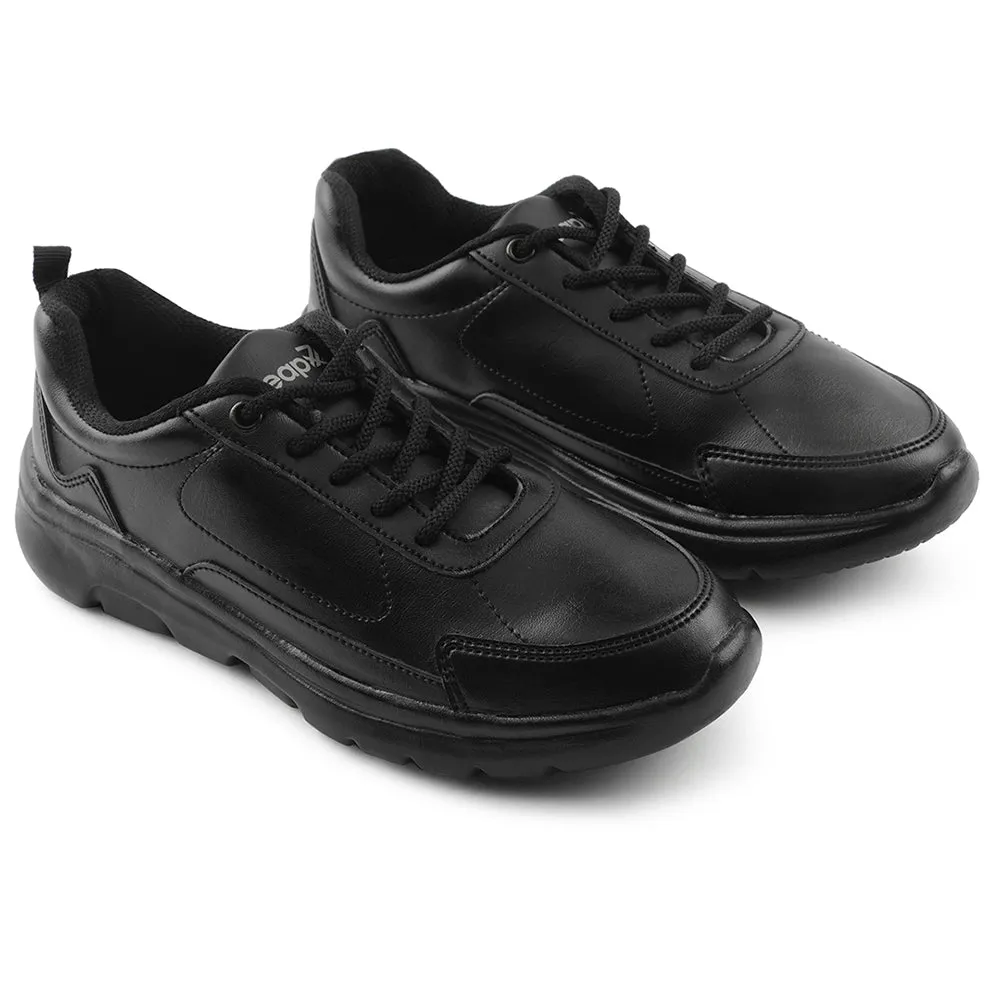Leap7x Black Lacing Uniform School Shoes For Kids SCHLSTAR-L By Liberty
