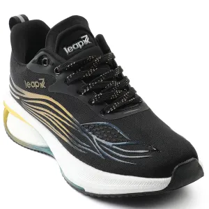 Leap7x Black Sports Lacing Running Shoes For Men MOSCOW-2 By Liberty