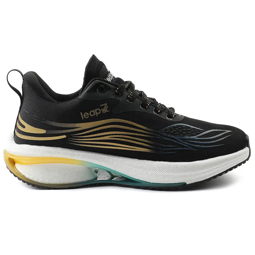 Leap7x Black Sports Lacing Running Shoes For Men MOSCOW-2 By Liberty