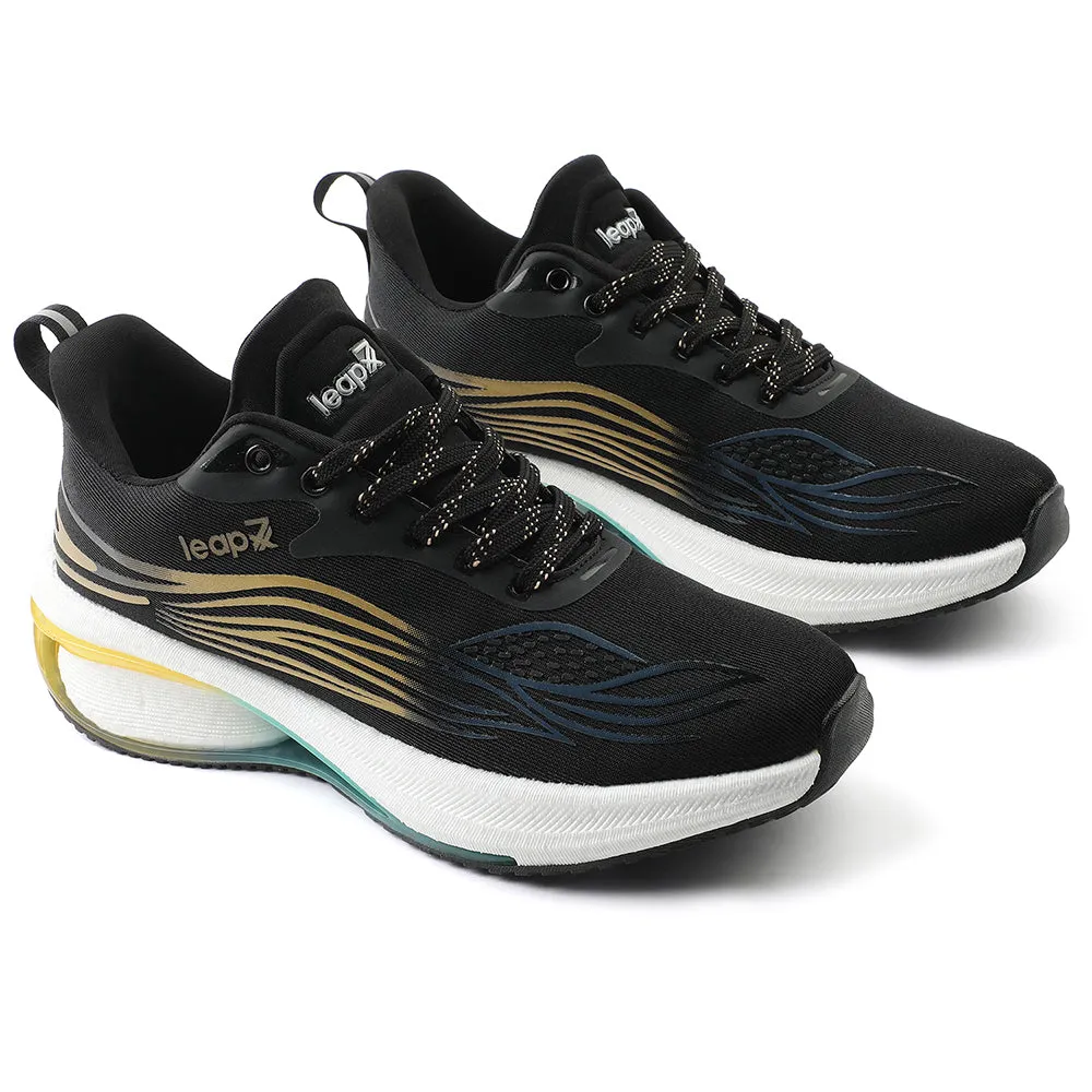 Leap7x Black Sports Lacing Running Shoes For Men MOSCOW-2 By Liberty