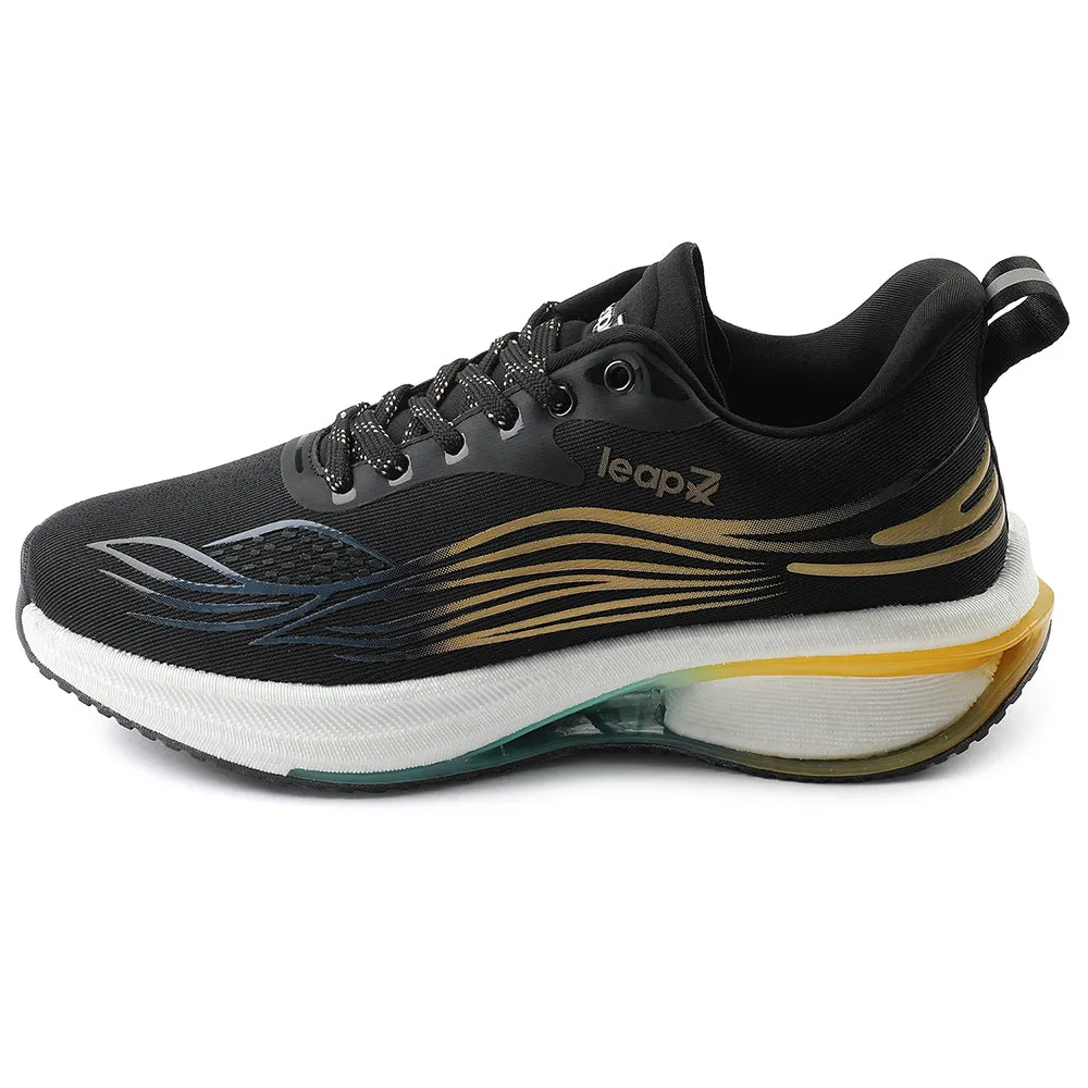 Leap7x Black Sports Lacing Running Shoes For Men MOSCOW-2 By Liberty