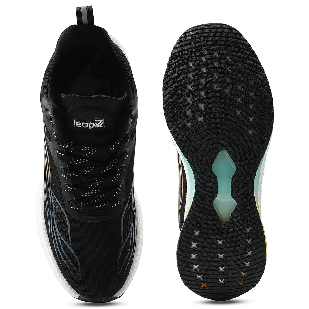 Leap7x Black Sports Lacing Running Shoes For Men MOSCOW-2 By Liberty