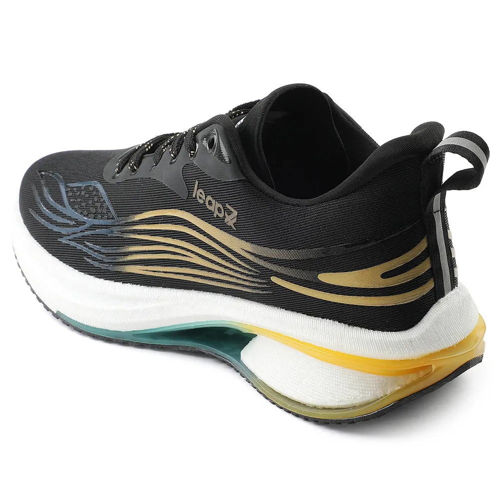 Leap7x Black Sports Lacing Running Shoes For Men MOSCOW-2 By Liberty