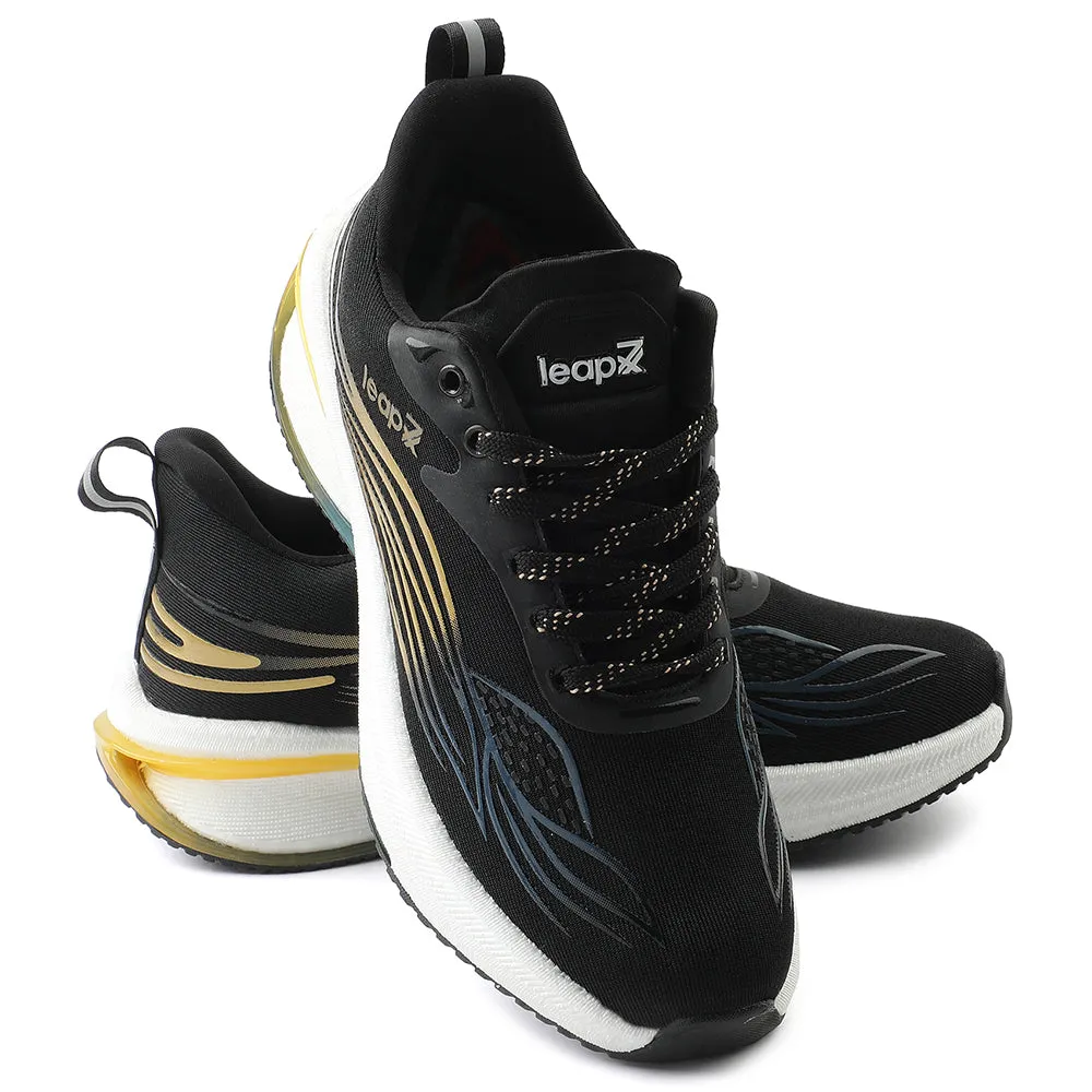 Leap7x Black Sports Lacing Running Shoes For Men MOSCOW-2 By Liberty