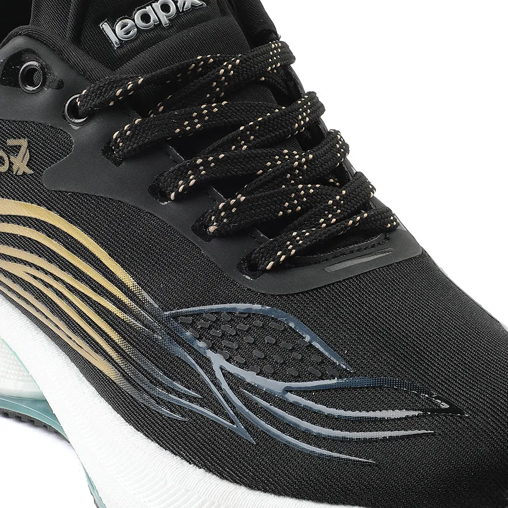 Leap7x Black Sports Lacing Running Shoes For Men MOSCOW-2 By Liberty