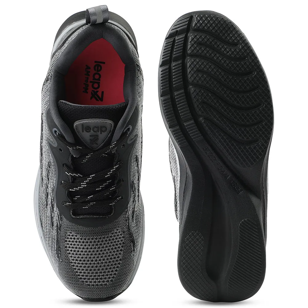 Leap7x Black Sports Lacing Running Shoes For Women MANTIS By Liberty