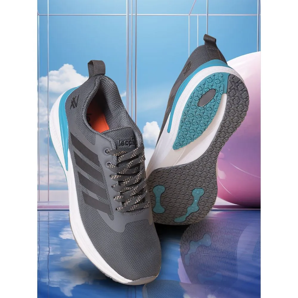 Leap7x Grey Sports Lacing Running Shoes For Men CAPSICO-1 By Liberty
