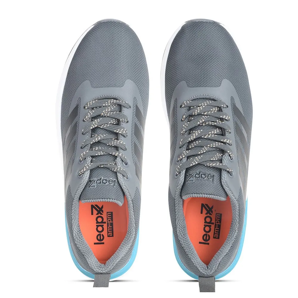 Leap7x Grey Sports Lacing Running Shoes For Men CAPSICO-1 By Liberty