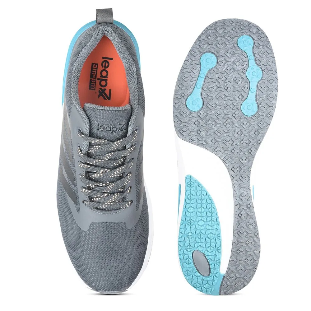 Leap7x Grey Sports Lacing Running Shoes For Men CAPSICO-1 By Liberty