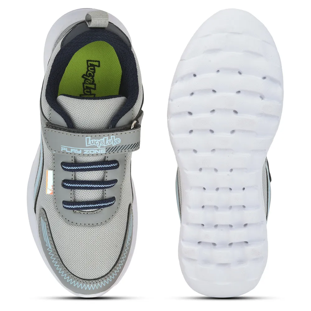 Lucy & Luke (Grey) Casual Non Lacing Shoes For Kids ZEAL By Liberty
