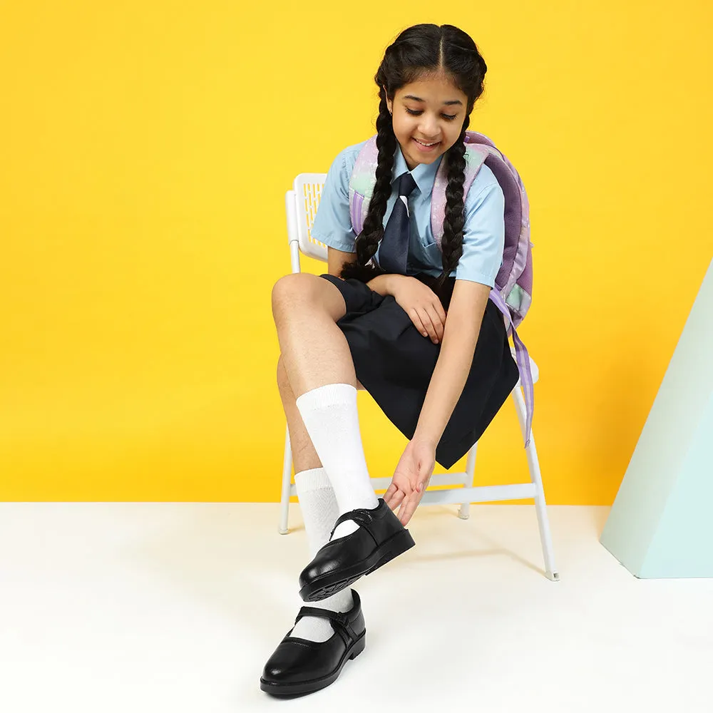 Prefect Black Ballerina Dress Shoes For Kids SKOOLGRLPU By Liberty