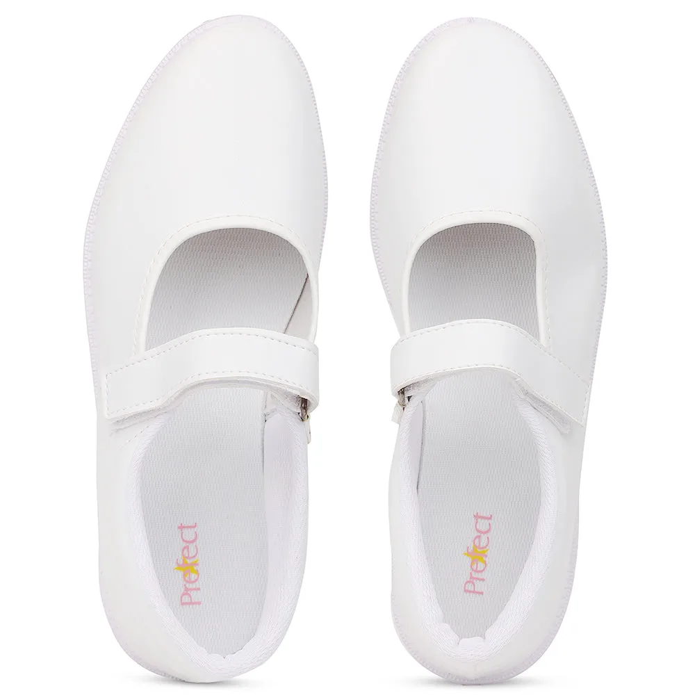Prefect White Ballerina Dress School Shoes For Kids S/GIRL(V) By Liberty