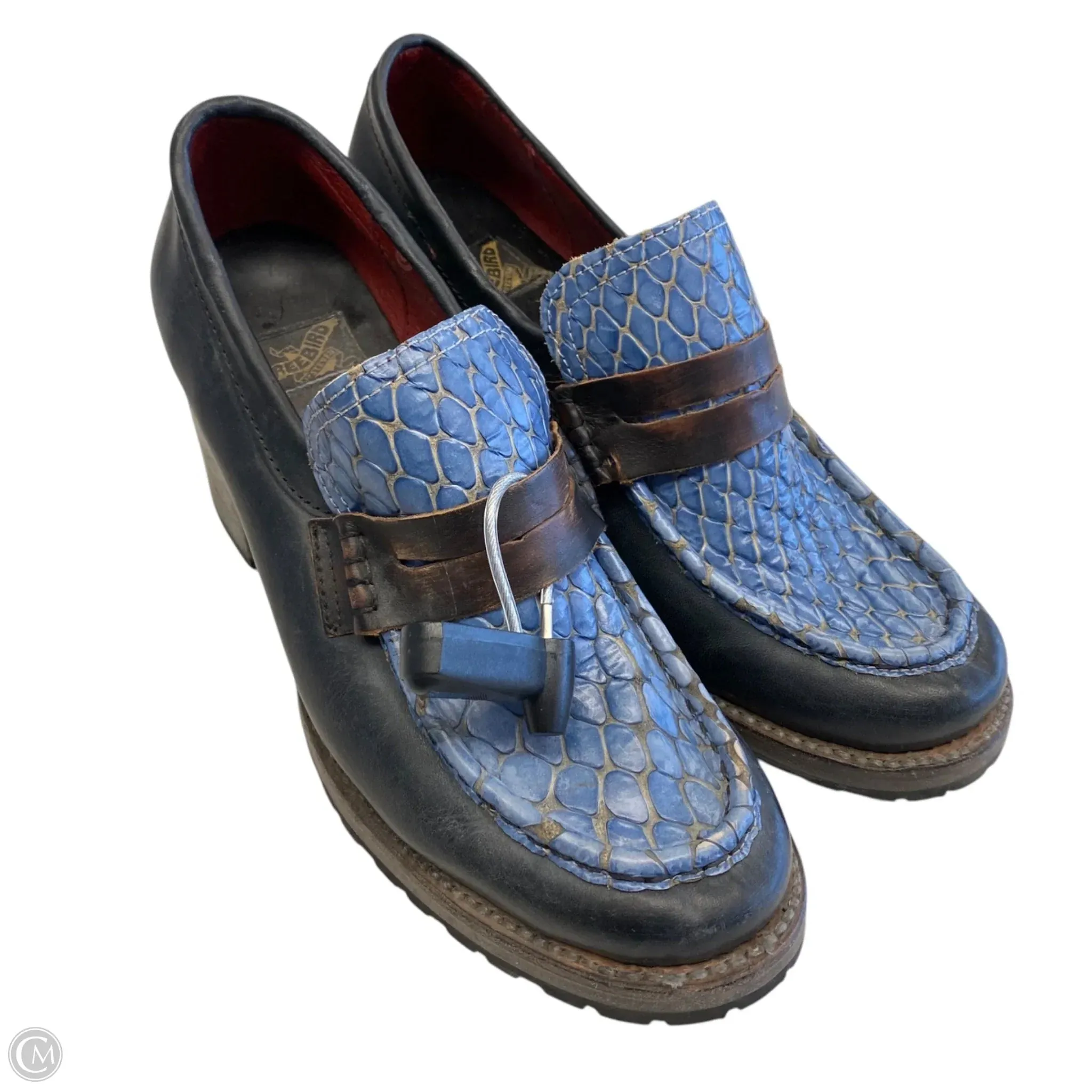Shoes Designer By Freebird In Black & Blue, Size: 8